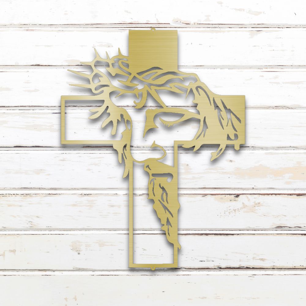 Sacred Cross Metal Wall Art (Gold) | Shop Custom Metal Signs & Wall Decor | Sovereign Metalworks