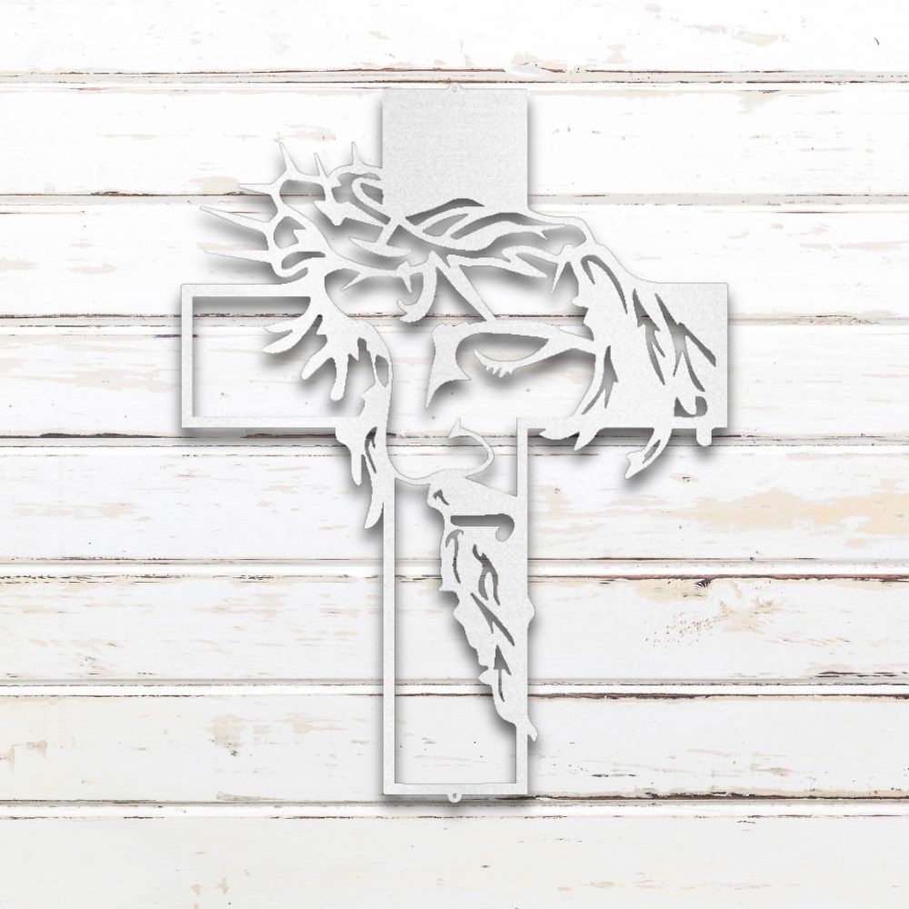 Sacred Cross Metal Wall Art (White) | Shop Custom Metal Signs & Wall Decor | Sovereign Metalworks