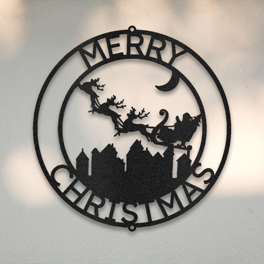 Santa & Reindeer II Custom Metal Wall Art | Sovereign Metalworks