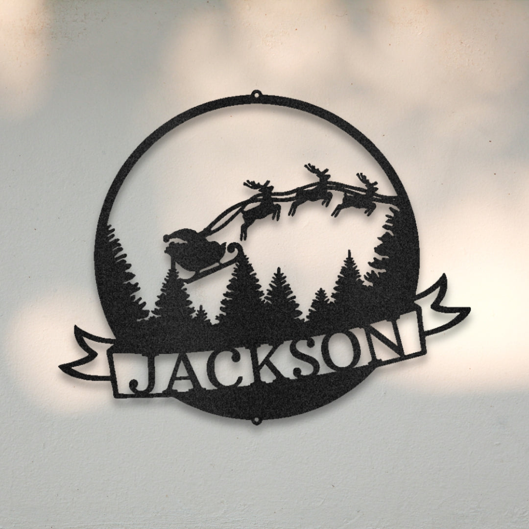 Santa & Reindeer III - Custom Metal Wall Art | Sovereign Metalworks
