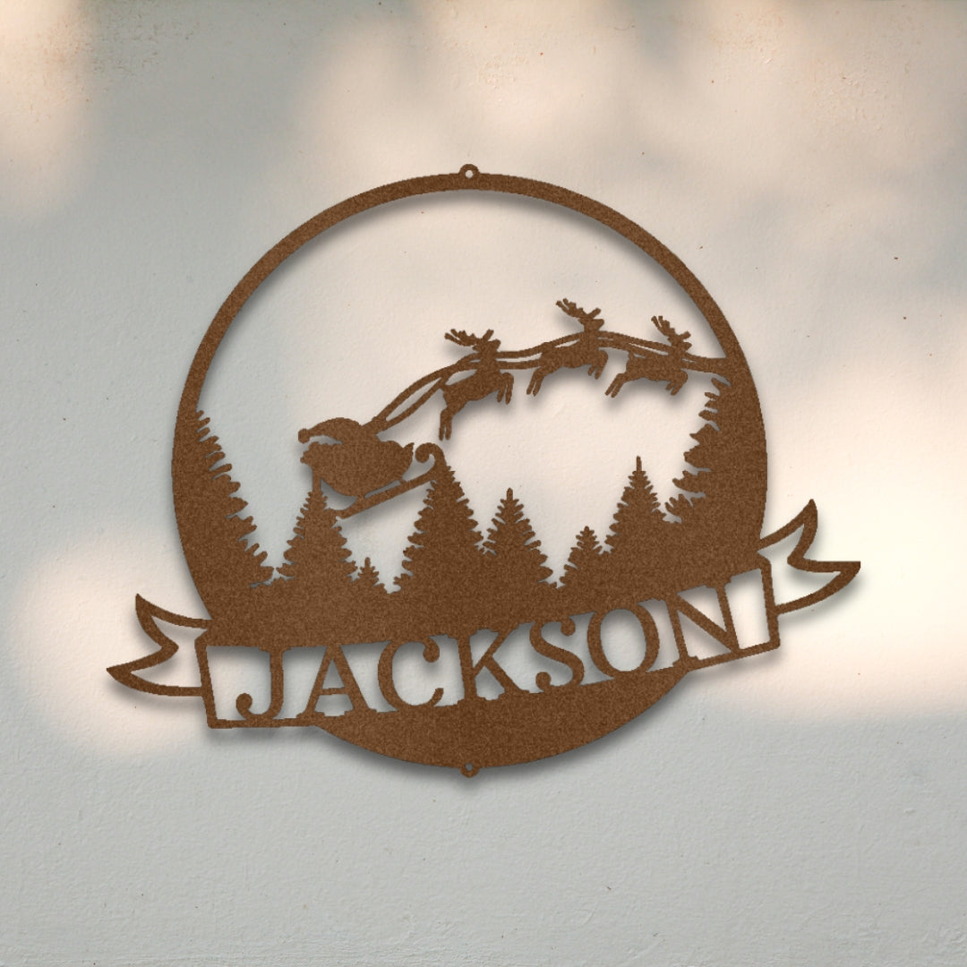 Santa & Reindeer III - Custom Metal Wall Art | Sovereign Metalworks