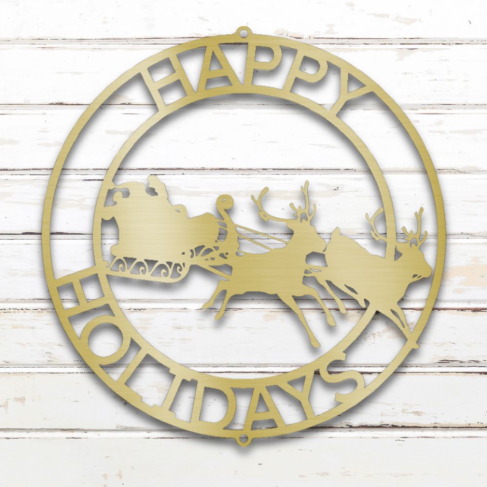 Santa + Reindeer Metal Wall Art (Gold) | Shop Custom Metal Signs & Wall Decor | Sovereign Metalworks