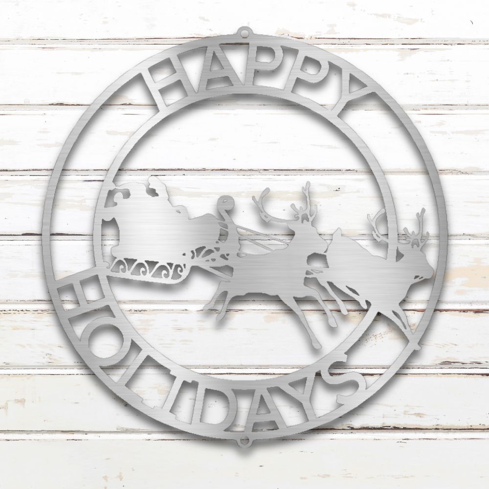 Santa + Reindeer Metal Wall Art (Silver) | Shop Custom Metal Signs & Wall Decor | Sovereign Metalworks