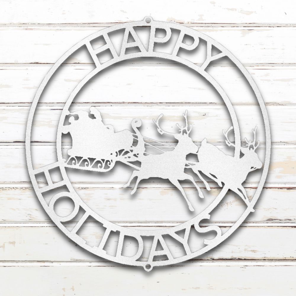 Santa + Reindeer Metal Wall Art (White) | Shop Custom Metal Signs & Wall Decor | Sovereign Metalworks