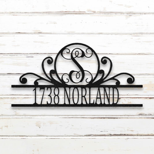 Scroll Monogram Metal Address Sign | Sovereign Metalworks