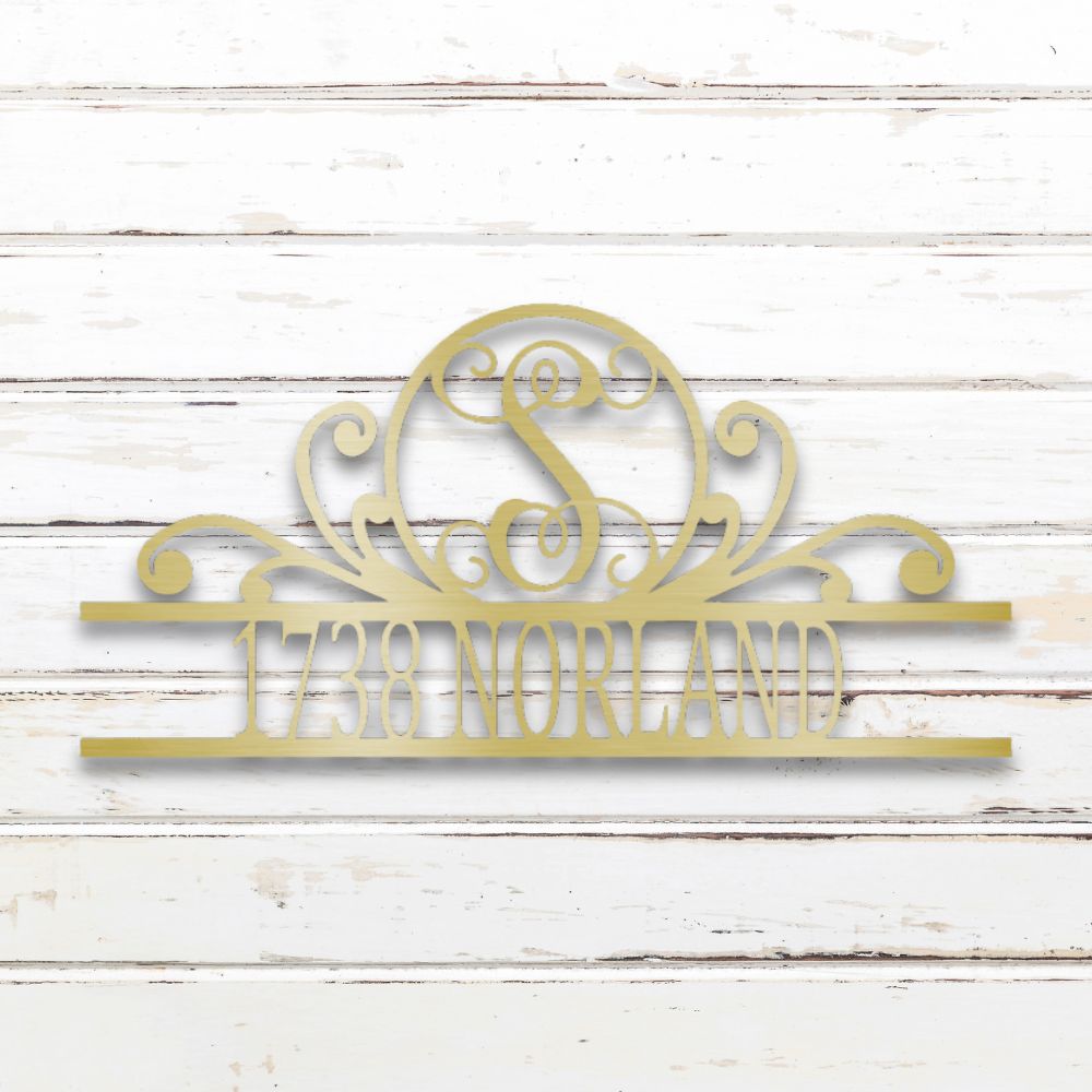 Scroll Monogram Metal Address Sign | Sovereign Metalworks