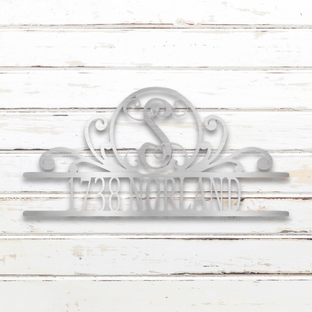 Scroll Monogram Metal Address Sign | Sovereign Metalworks