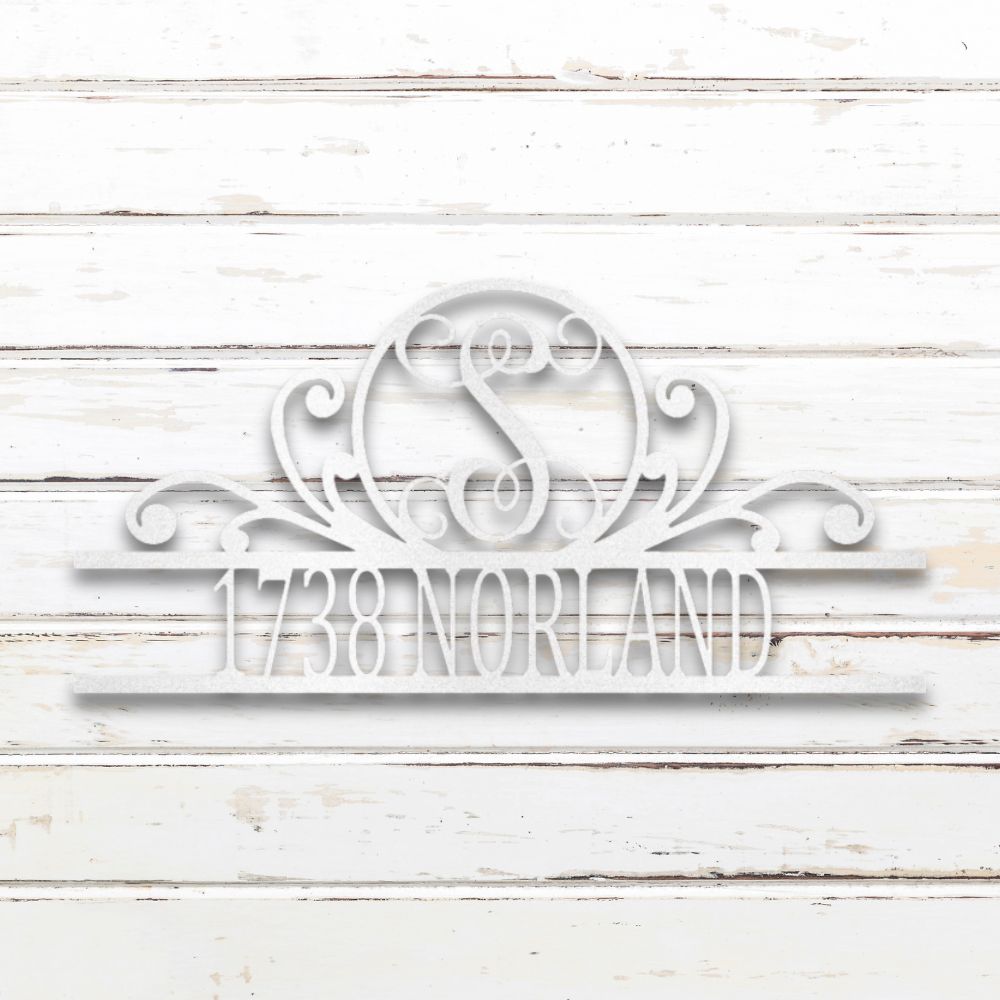 Scroll Monogram Metal Address Sign | Sovereign Metalworks