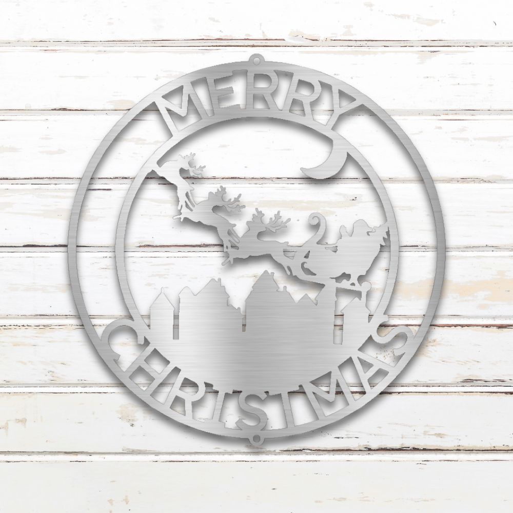 Santa & Reindeer II Custom Metal Wall Art