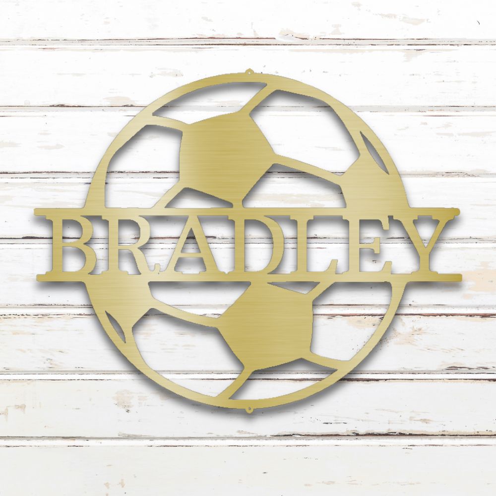 Soccer Ball Metal Wall Art (Gold) | Shop Custom Metal Signs & Wall Decor | Sovereign Metalworks