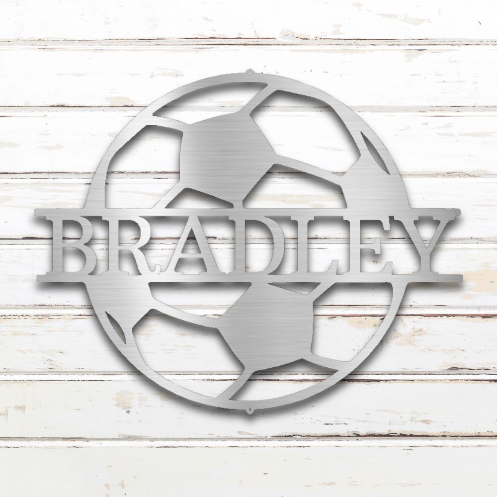 Soccer Ball Metal Wall Art (Silver) | Shop Custom Metal Signs & Wall Decor | Sovereign Metalworks