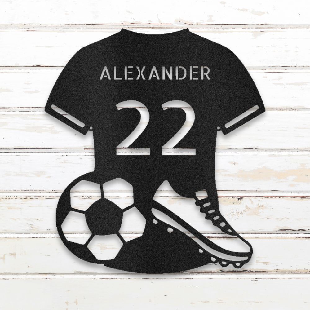 Soccer Jersey Metal Wall Art (Black) | Shop Custom Metal Signs & Wall Decor | Sovereign Metalworks