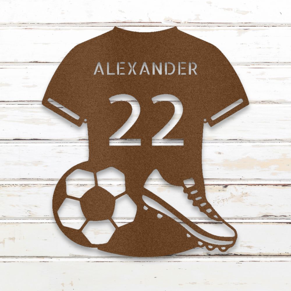 Soccer Jersey Metal Wall Art (Copper) | Shop Custom Metal Signs & Wall Decor | Sovereign Metalworks