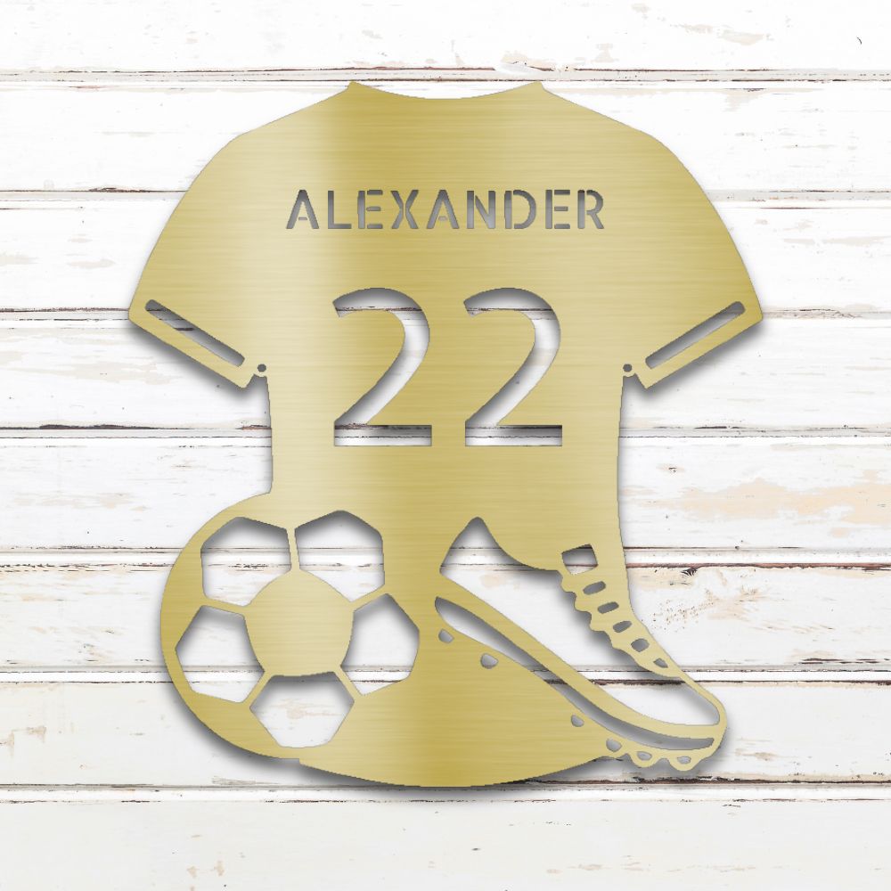 Soccer Jersey Metal Wall Art (Gold) | Shop Custom Metal Signs & Wall Decor | Sovereign Metalworks