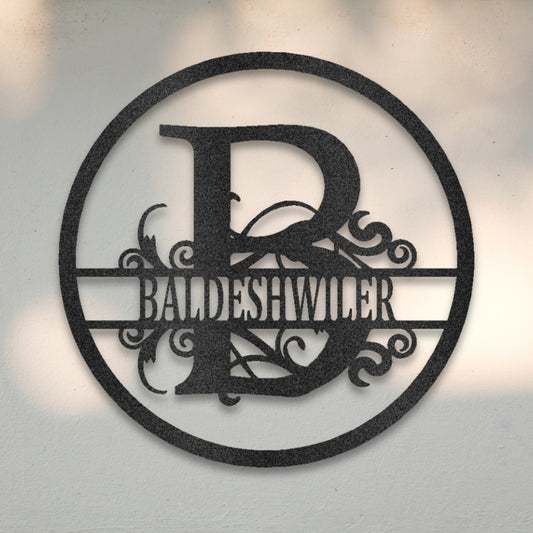 Split Circle Monogram Metal Wall Art | Sovereign Metalworks