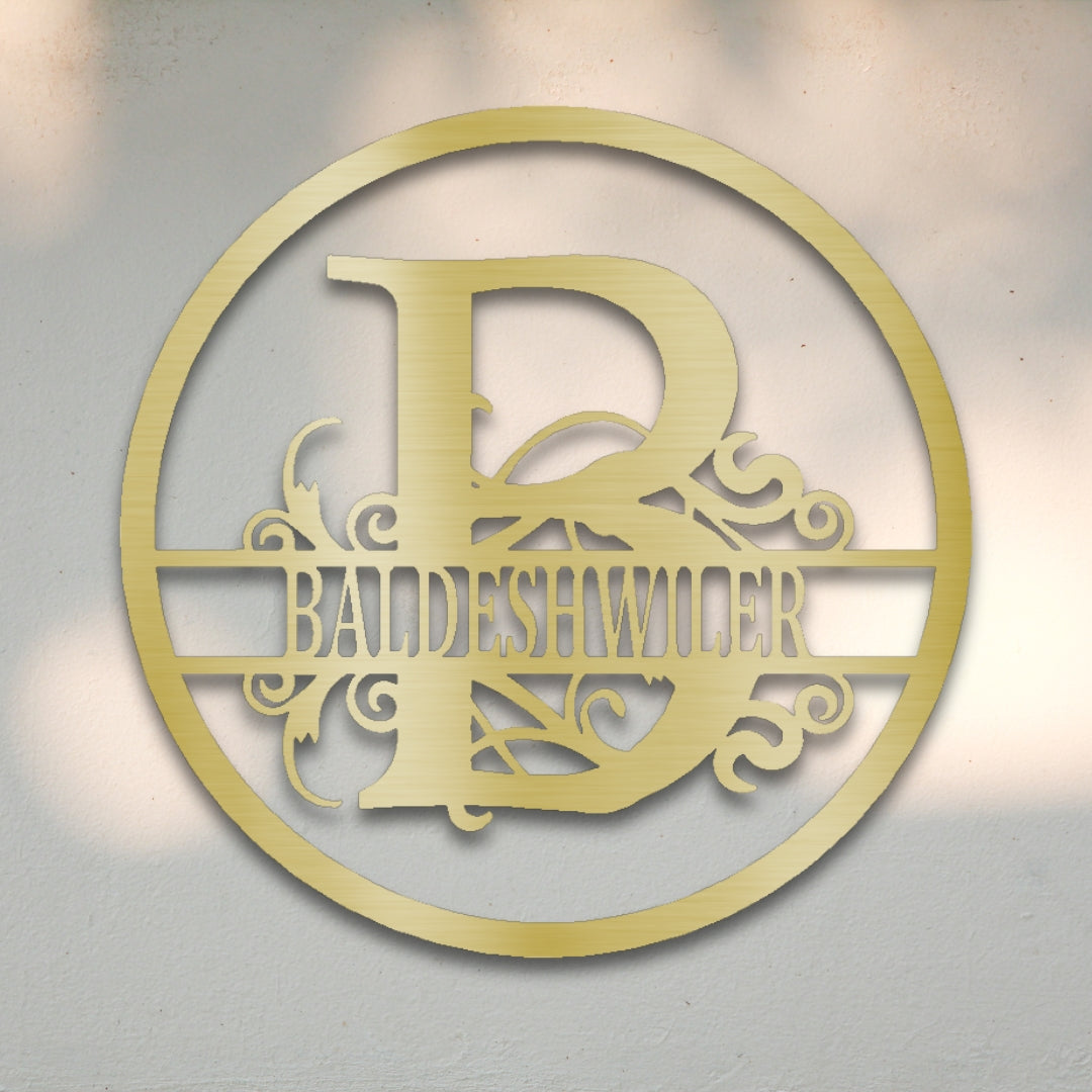 Split Circle Monogram Metal Wall Art | Sovereign Metalworks