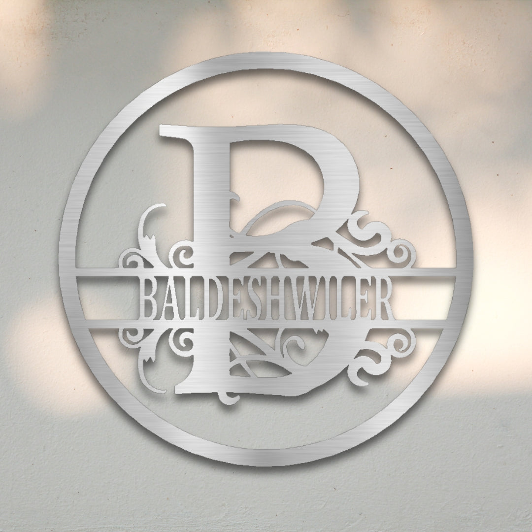 Split Circle Monogram Metal Wall Art | Sovereign Metalworks
