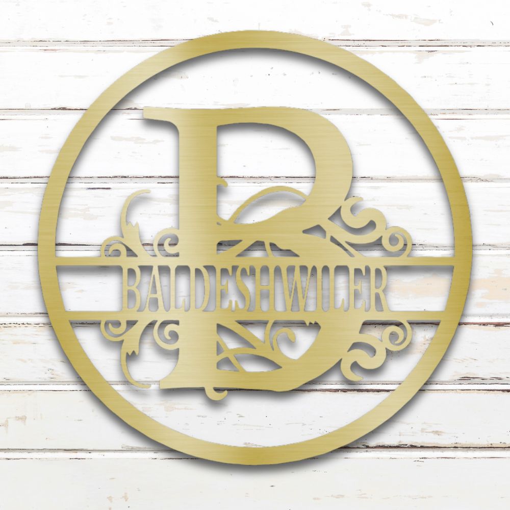 Split Circle Monogram Metal Wall Art (Gold) | Shop Custom Metal Signs & Wall Decor | Sovereign Metalworks