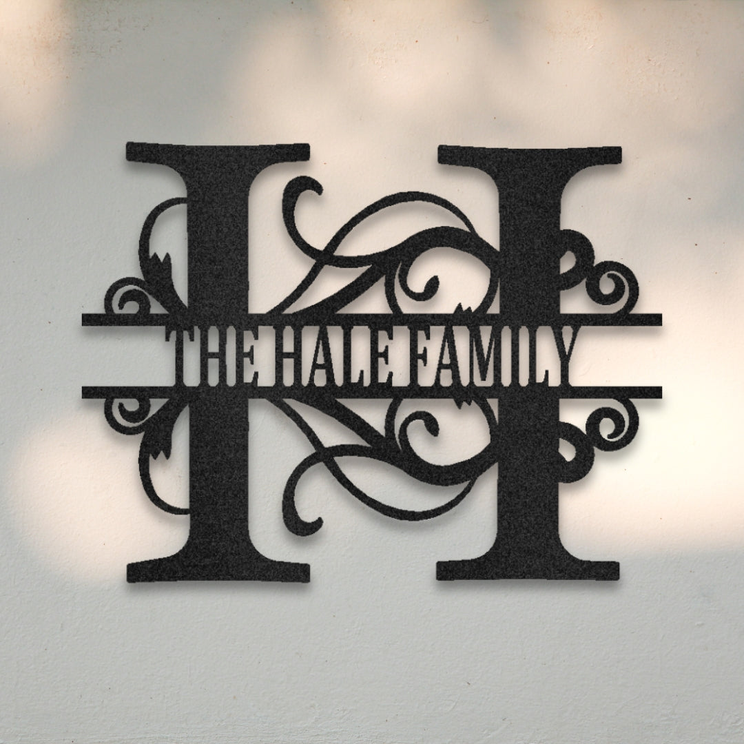 Split Letter Monogram Metal Wall Art | Sovereign Metalworks