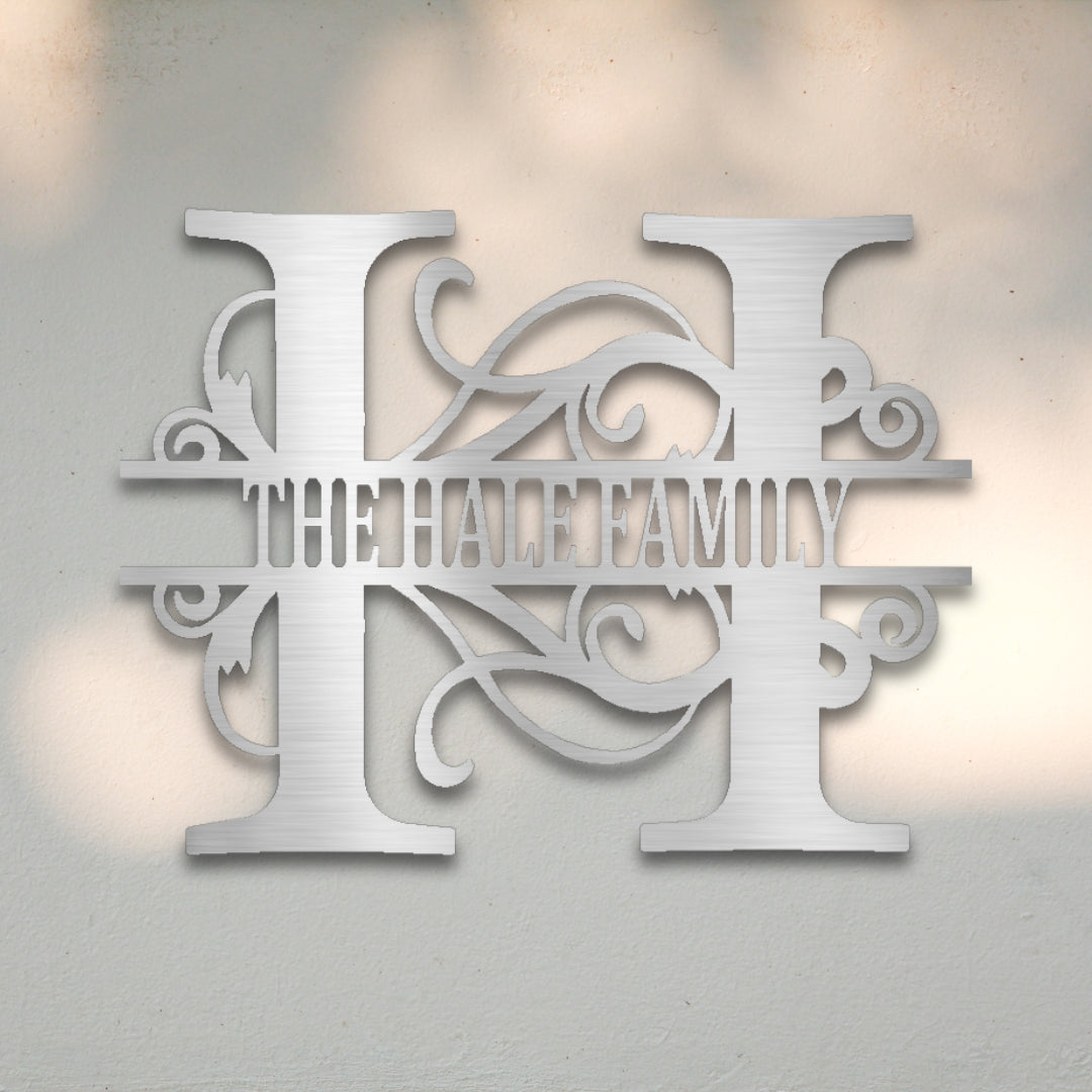 Split Letter Monogram Metal Wall Art | Sovereign Metalworks