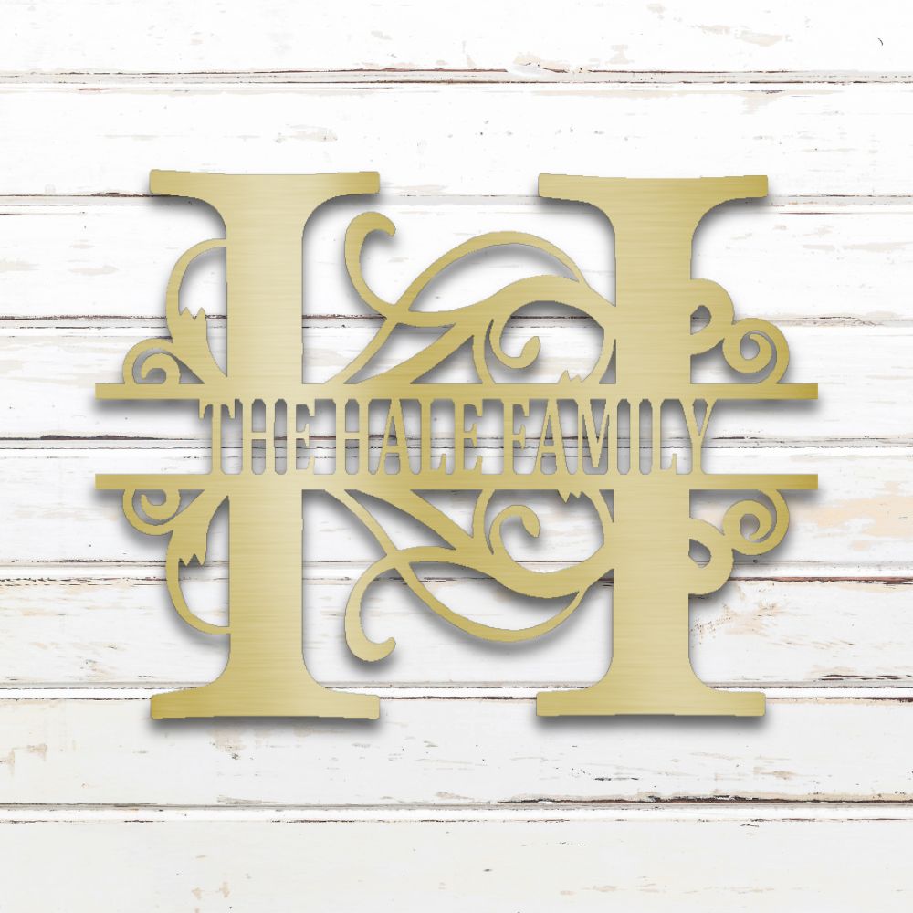 Split Letter Monogram Metal Wall Art (Gold) | Shop Custom Metal Signs & Wall Decor | Sovereign Metalworks