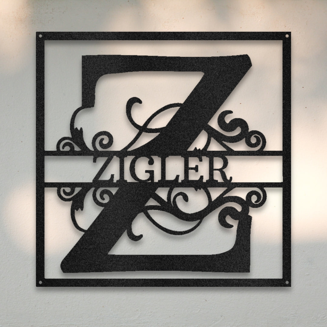 Split Square Monogram - Custom Metal Wall Art | Sovereign Metalworks