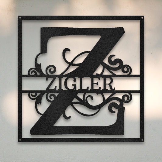 Split Square Monogram - Custom Metal Wall Art | Sovereign Metalworks