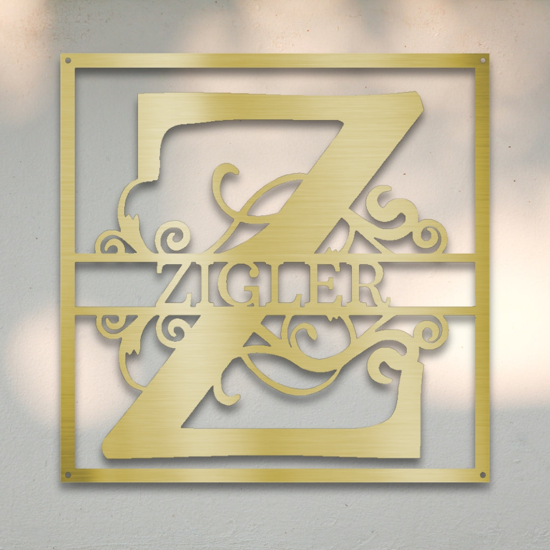 Split Square Monogram - Custom Metal Wall Art | Sovereign Metalworks