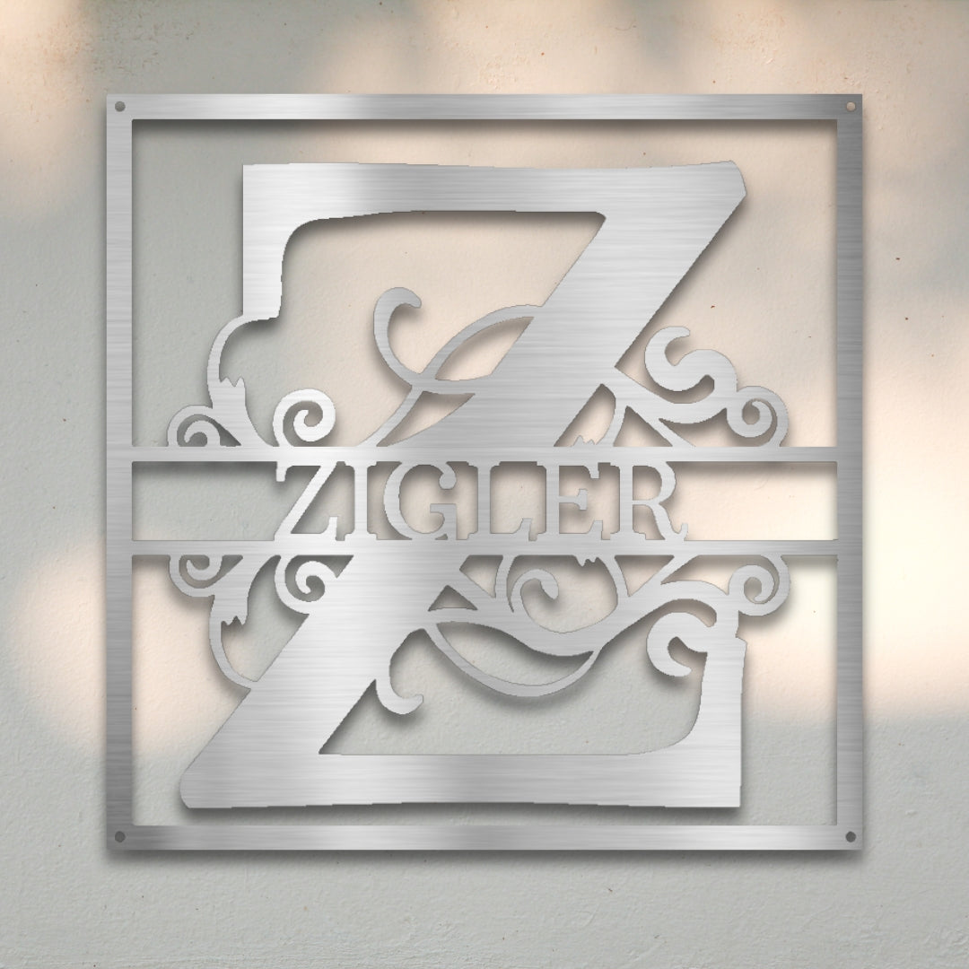 Split Square Monogram - Custom Metal Wall Art | Sovereign Metalworks