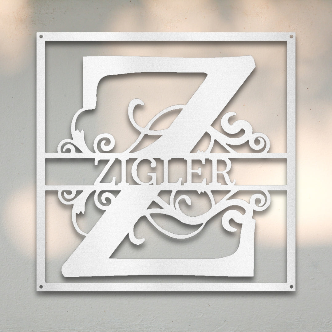 Split Square Monogram - Custom Metal Wall Art | Sovereign Metalworks