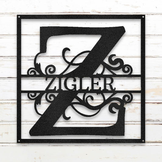 Split Square Monogram Metal Wall Art (Black) | Shop Custom Metal Signs & Wall Decor | Sovereign Metalworks