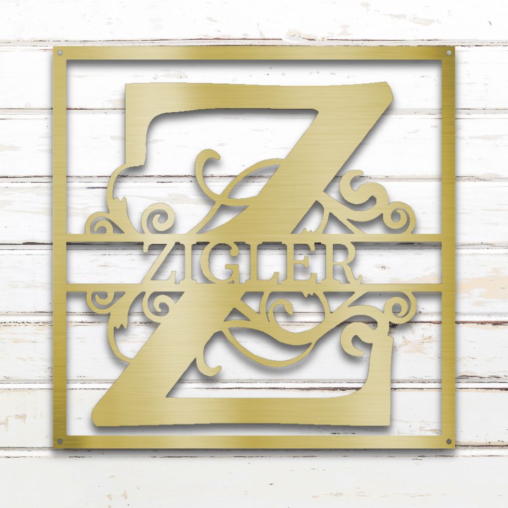 Split Square Monogram Metal Wall Art (Gold) | Shop Custom Metal Signs & Wall Decor | Sovereign Metalworks