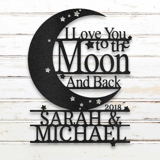 To the Moon and Back Metal Wall Art (Black) | Shop Custom Metal Signs & Wall Decor | Sovereign Metalworks