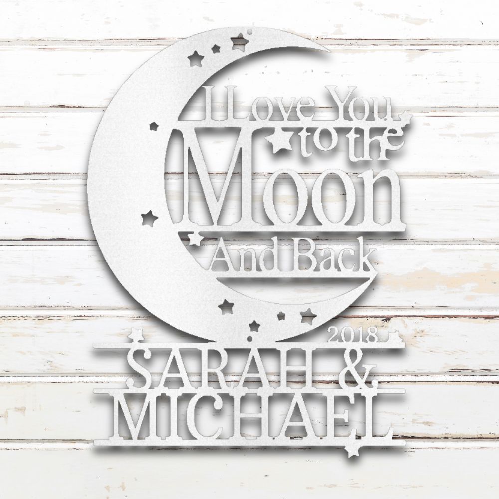 To the Moon and Back Metal Wall Art (White) | Shop Custom Metal Signs & Wall Decor | Sovereign Metalworks