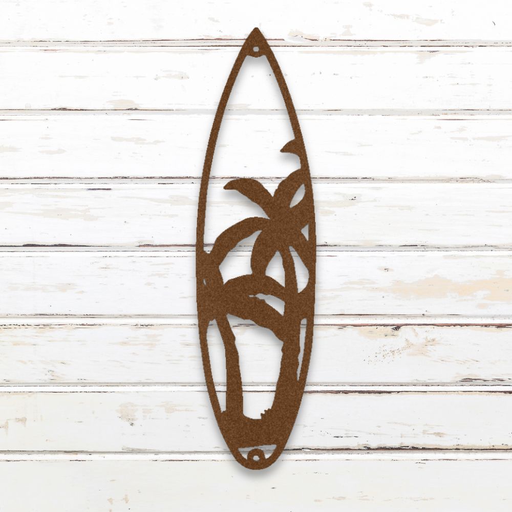 Tropical Surfboard Metal Wall Art (Copper) | Shop Custom Metal Signs & Wall Decor | Sovereign Metalworks