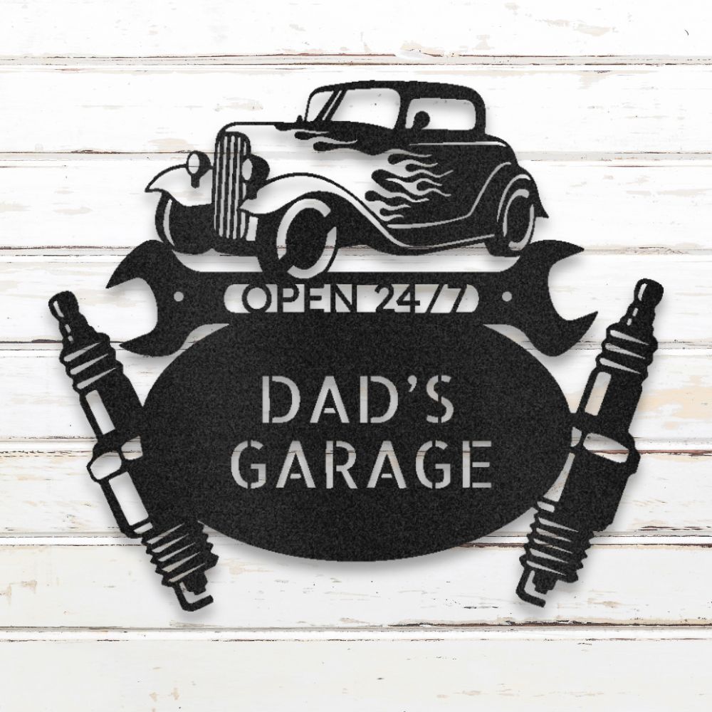 Vintage Hot Rod Metal Wall Art (Black) | Shop Custom Metal Signs & Wall Decor | Sovereign Metalworks