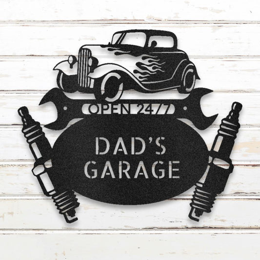 Vintage Hot Rod Metal Wall Art (Black) | Shop Custom Metal Signs & Wall Decor | Sovereign Metalworks