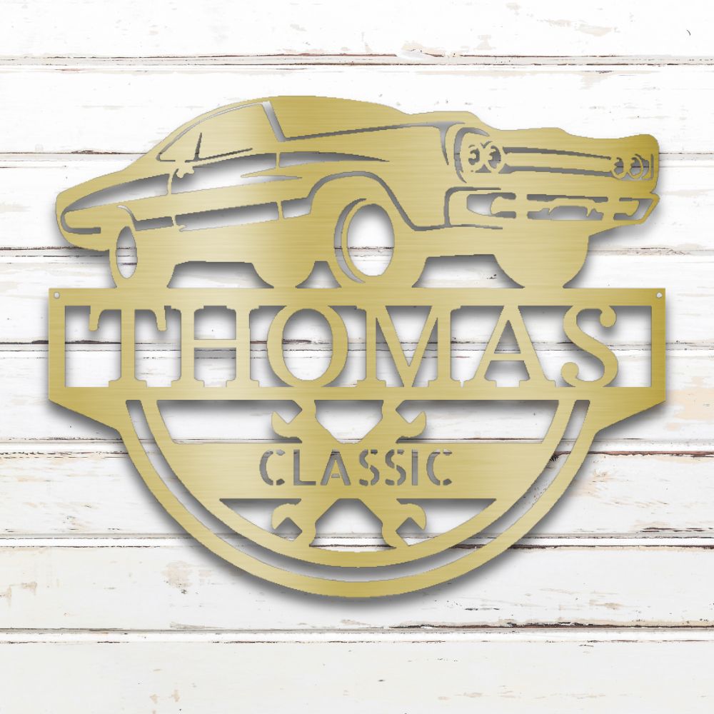 Vintage Muscle Car II Metal Wall Art (Gold) | Shop Custom Metal Signs & Wall Decor | Sovereign Metalworks