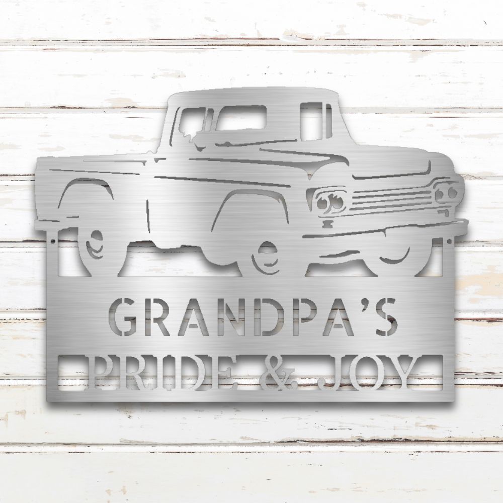 Vintage Pickup Truck Metal Wall Art (Silver) | Shop Custom Metal Signs & Wall Decor | Sovereign Metalworks