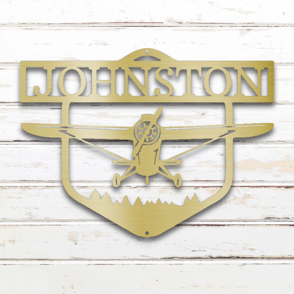 Vintage Airplane Metal Wall Art (Gold) | Shop Custom Metal Signs & Wall Decor | Sovereign Metalworks