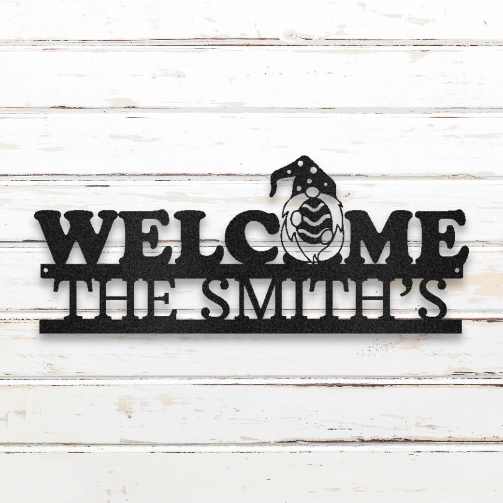 Welcome Gnome Metal Wall Art (Black) | Shop Custom Metal Signs & Wall Decor | Sovereign Metalworks