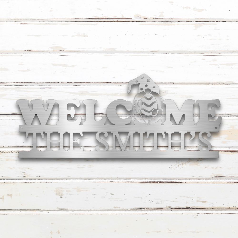 Welcome Gnome Metal Wall Art (Silver) | Shop Custom Metal Signs & Wall Decor | Sovereign Metalworks