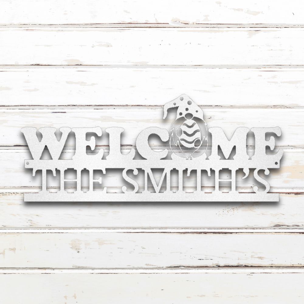 Welcome Gnome Metal Wall Art (White) | Shop Custom Metal Signs & Wall Decor | Sovereign Metalworks