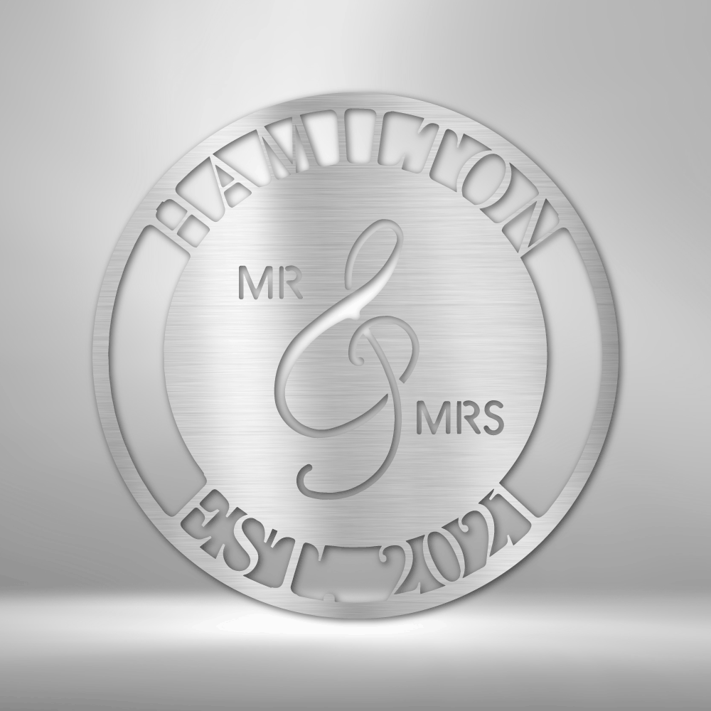 Mr. & Mrs. Custom Metal Wall Art (Silver)| Shop Custom Metal Signs & Wall Decor | Sovereign Metalworks